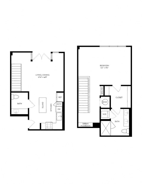 two floor plan of a house drawing with different views of it